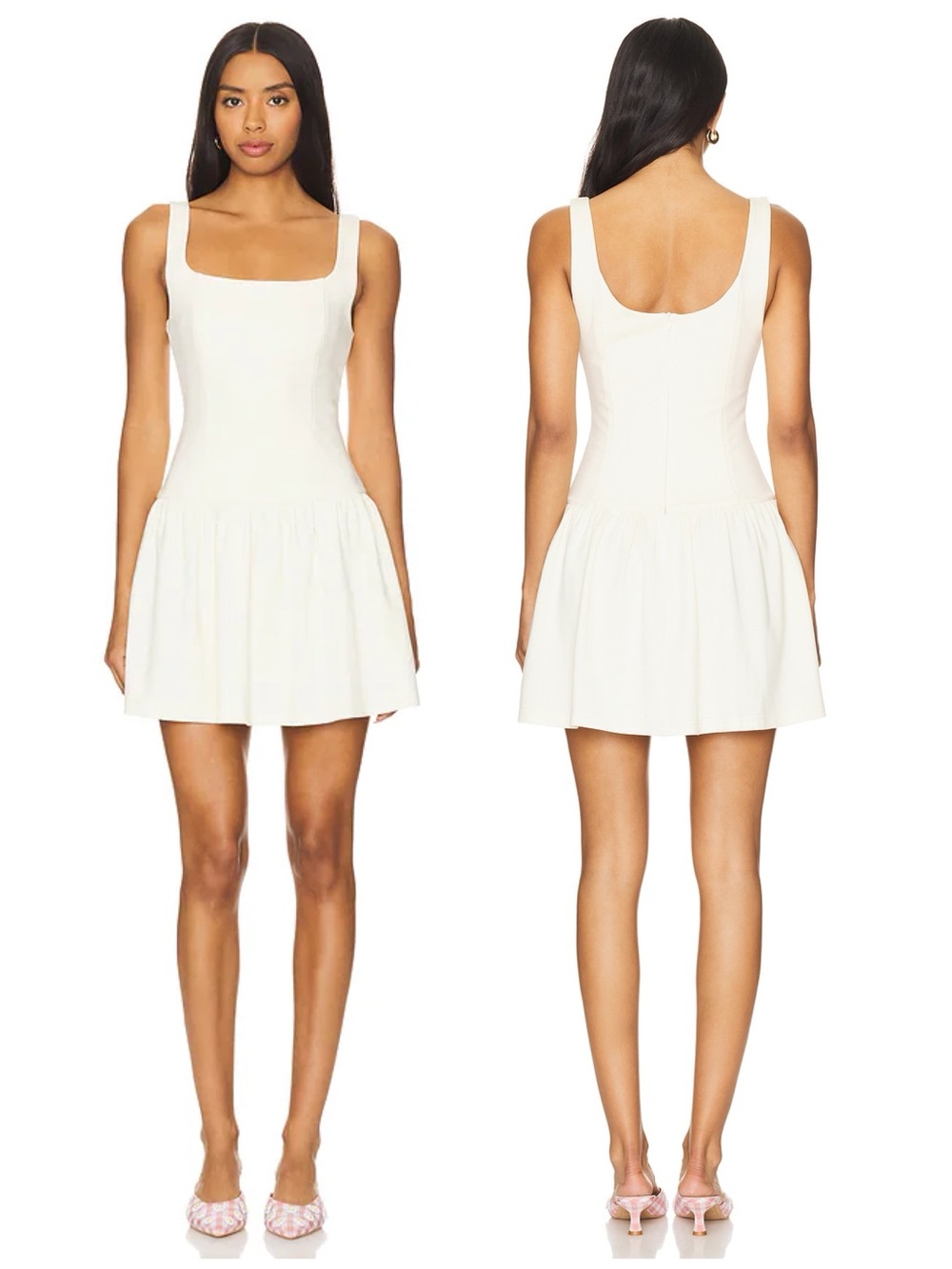 NWT Rue Sophie Addie Mini Short Drop Waist Dress Women’s Size Medium Ivory flaw